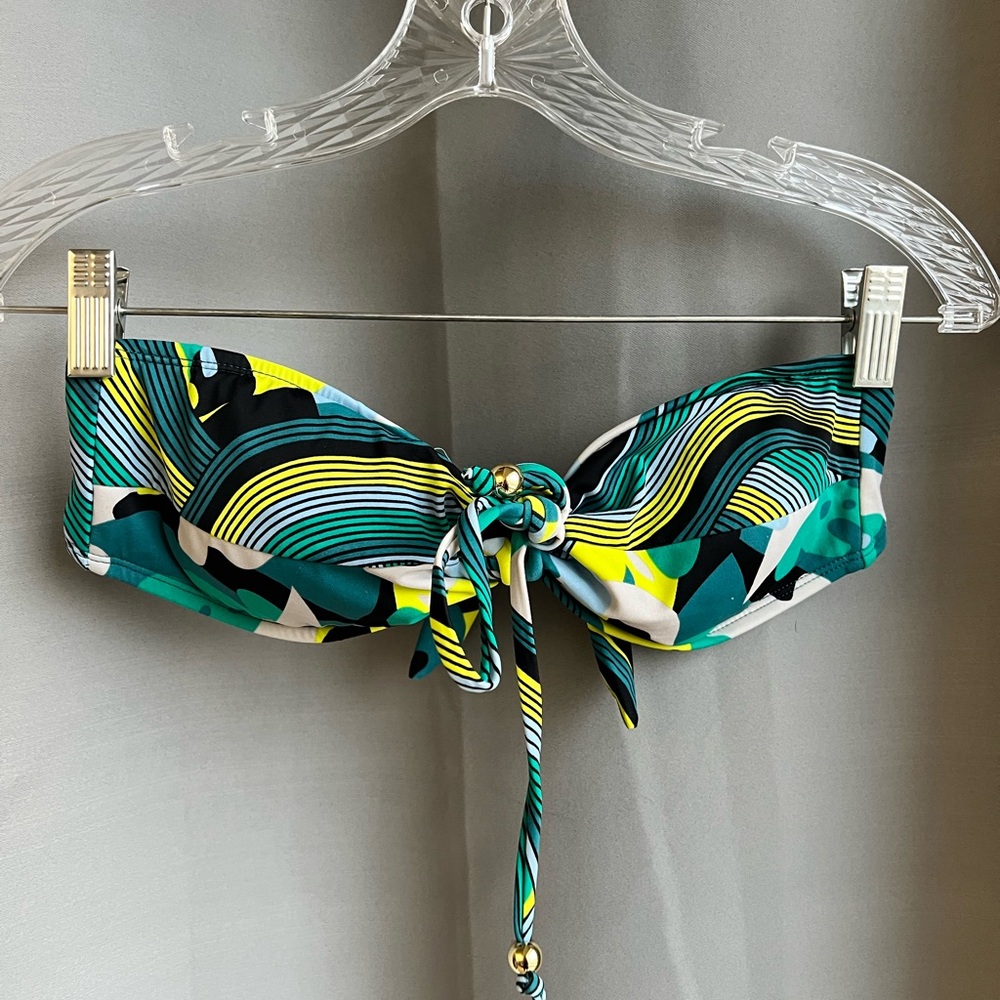 Xhilaration Green and Yellow Bikini with Bold Geometric Design
